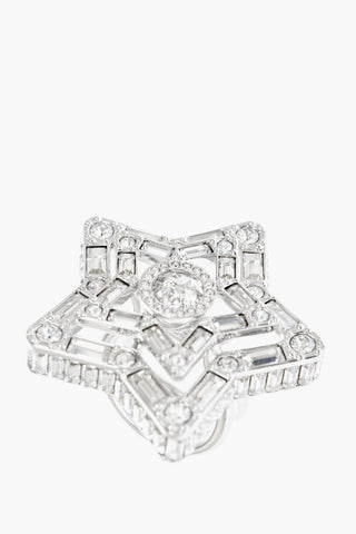 Oversized Star-Shaped Cocktail Ring Embellished with Round Cut Crystals