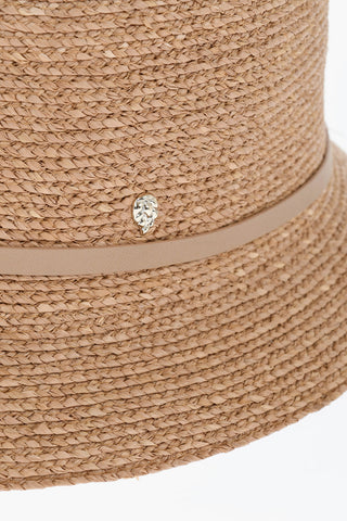 Solid Color Raffia BESA 6 Cloche Hat with Leather Detail