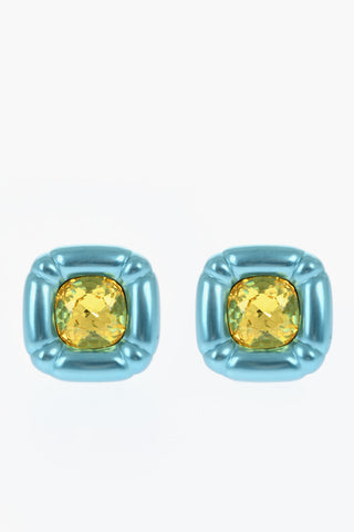 Metal DULCIS Stud Earrings with Cushion Cut Crystal