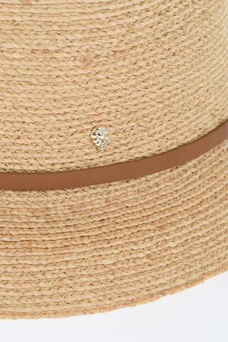 Solid Color Raffia BESA 6 Cloche Hat with Leather Detail