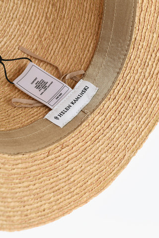 Solid Color Raffia BESA 6 Cloche Hat with Leather Detail