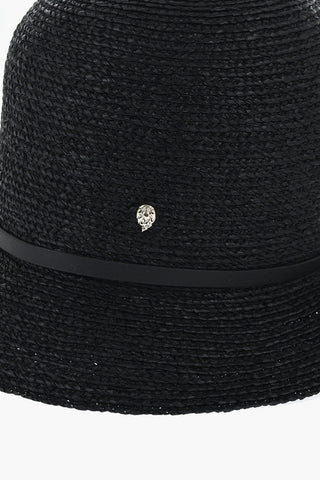 Solid Color Raffia BESA 6 Cloche Hat with Leather Detail
