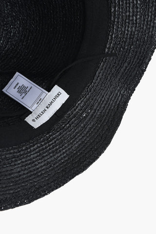 Solid Color Raffia BESA 6 Cloche Hat with Leather Detail