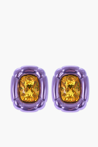 Metal DULCIS Clip Earrings with Cushion Cut Crystal
