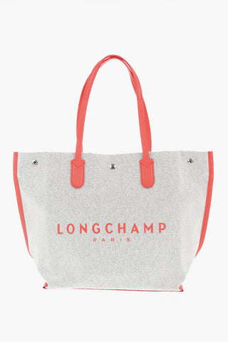 Canvas Tote Bag with Leather Trims
