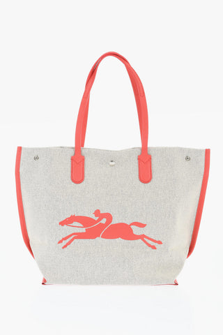 Canvas Tote Bag with Leather Trims