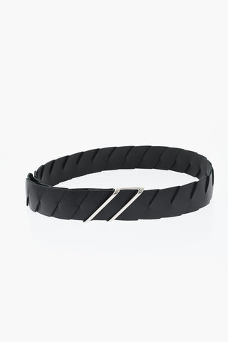 Asymmetric Buckle Braid Design Leather Belt 40mm
