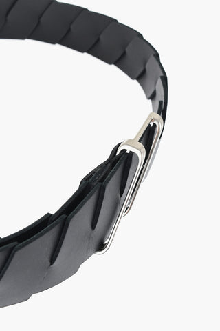 Asymmetric Buckle Braid Design Leather Belt 40mm