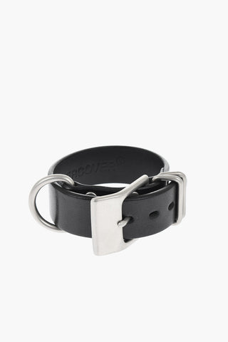 Leather Bracelet with Silver-Tone Buckle