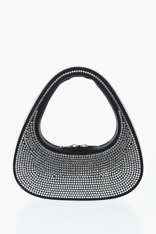Satin Effect Baguette Bag with Rinestone Applications
