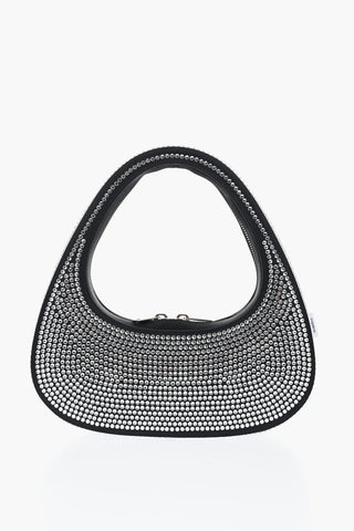 Satin Effect Baguette Bag with Rinestone Applications