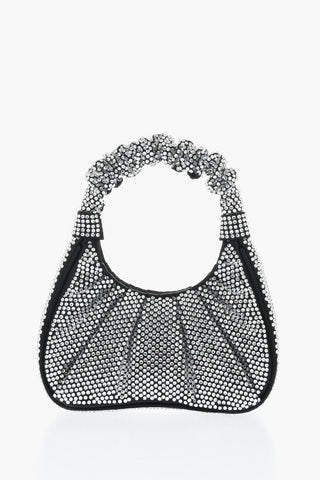 Mini Hobo Bag GABBI in Satin Con All-Over Strass