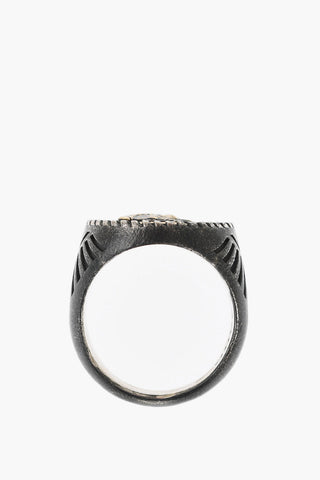 Brass NATIVE Signet Ring with Skulll
