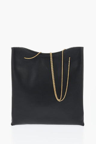 Leather Shoulder Bag with Golden Effect Chain