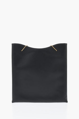 Leather Shoulder Bag with Golden Effect Chain