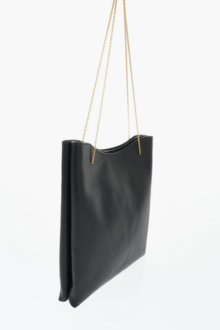 Leather Shoulder Bag with Golden Effect Chain