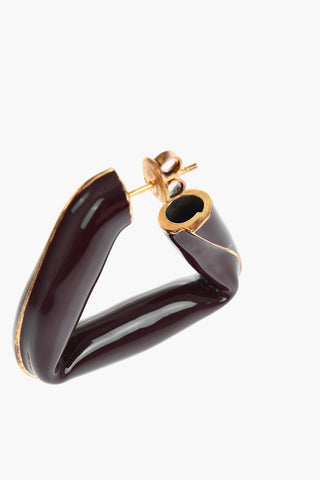 Enameled FOLD TRIANGLE Hoop Earrings