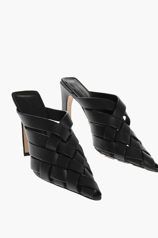 Woven Leather Mules with Curved Heel 11cm