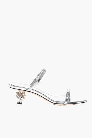 Lamé Leather Sandals KNOT with 4cm Design Heel