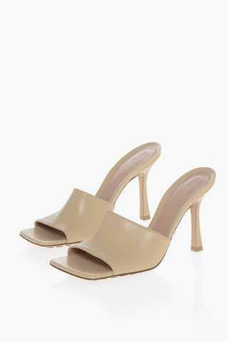 Sandali in Pelle con Punta Quadrata 10cm