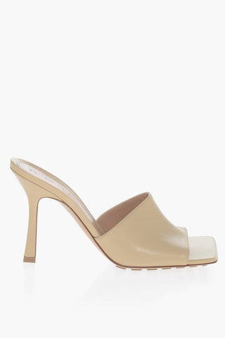 Sandali in Pelle con Punta Quadrata 10cm