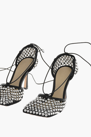 Rhinestoned WEB SPARKLE Mesh Pumps 10cm