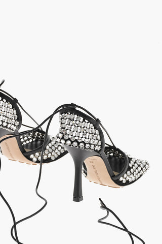 Rhinestoned WEB SPARKLE Mesh Pumps 10cm