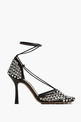 Rhinestoned WEB SPARKLE Mesh Pumps 10cm