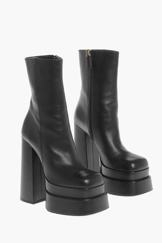 Leather HYPER Platform Booties with Inner Zip 16cm