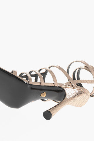 Python Printed Lamè Leather with Covered Heel 11cm