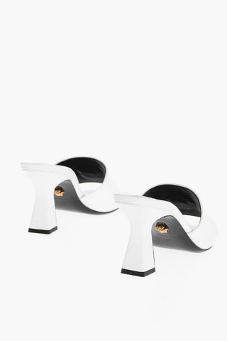 Mules Open Toe in Pelle con Tacco a Rocchetto 8cm