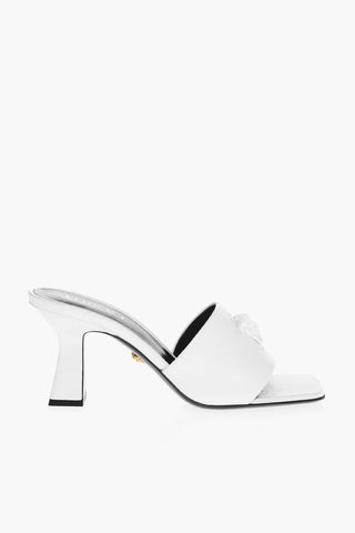 Mules Open Toe in Pelle con Tacco a Rocchetto 8cm