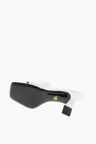 Mules Open Toe in Pelle con Tacco a Rocchetto 8cm