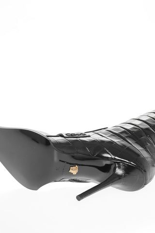 Crocodile Effect Printed Leather Under the Knee Boots 11cm
