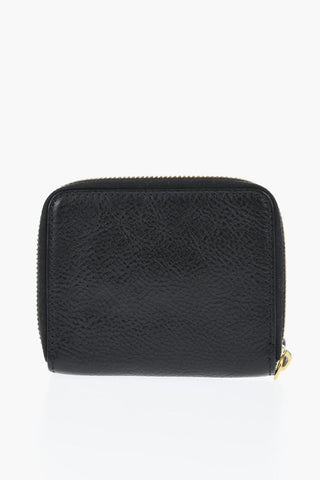 Textured Leather Wallet with Zip Closure