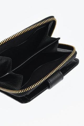 Textured Leather Wallet with Zip Closure