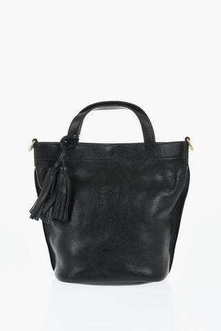Textured Leather Bucket Bag