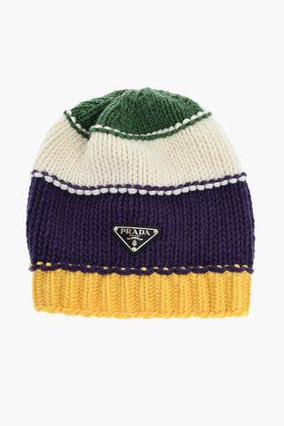 Wool and Cashmere Beanie with Embossed Logo