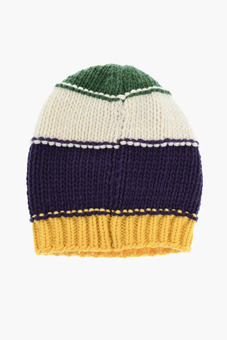 Wool and Cashmere Beanie with Embossed Logo