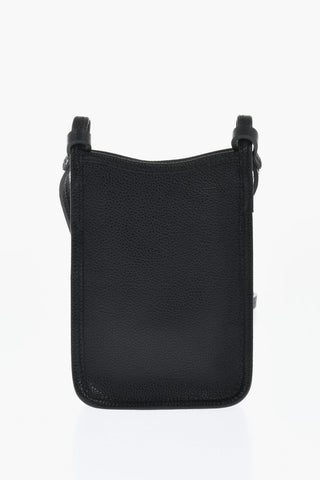 Solid Color Textured Leather Shoulder Mini Bag