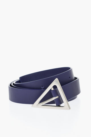 Solid Color Leather Belt with Triangle Buckle 25mm