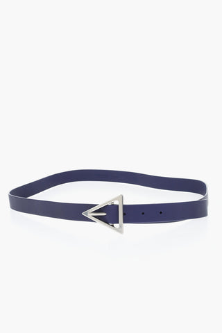 Solid Color Leather Belt with Triangle Buckle 25mm