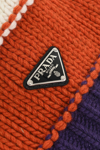 Beanie in Lana e Cashmere con Logo in Rilievo