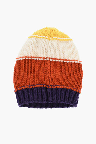 Beanie in Lana e Cashmere con Logo in Rilievo