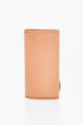 Leather Keyring with Golden Metal Details