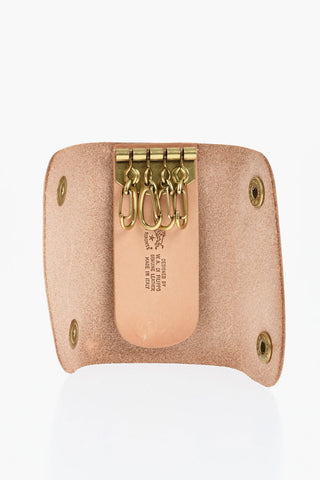 Leather Keyring with Golden Metal Details