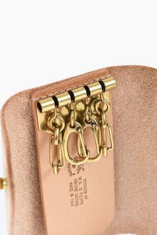 Leather Keyring with Golden Metal Details