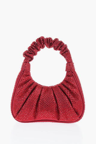 All Over Rhinestone Satin GABBI Mini Hobo Bag