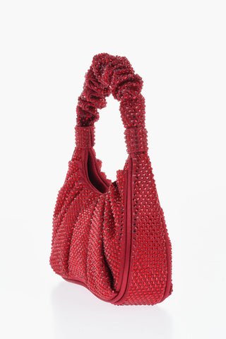 All Over Rhinestone Satin GABBI Mini Hobo Bag