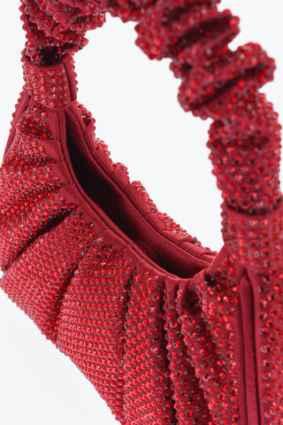 All Over Rhinestone Satin GABBI Mini Hobo Bag